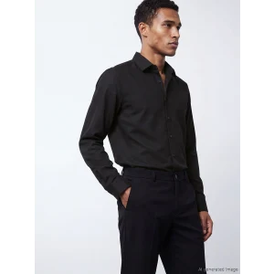 LCW BUSINESS Siyah Slim Fit Uzun Kollu Armürlü Erkek Gömlek