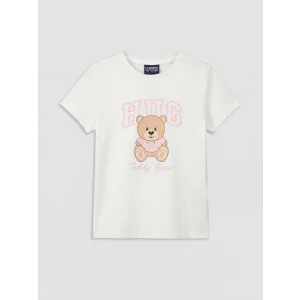 LCW Kids Ekru Ayı Teddy Baskılı Kız Çocuk Kaprili Pijama Takımı