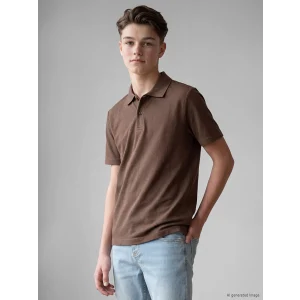 LCW Kids Kahverengi Polo Yaka Erkek Çocuk Pike Tişört