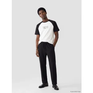 XSIDE Siyah Loose Fit Keten Görünümlü Erkek Pantolon