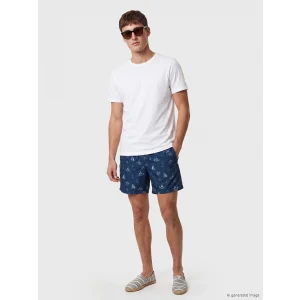LCW SWIMWEAR Lacivert Diz Hizası Boy Desenli Erkek Deniz Şortu