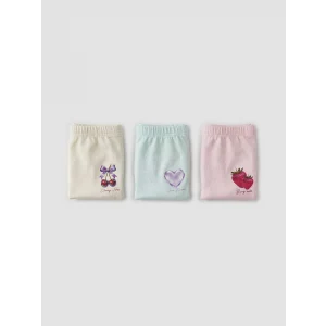LCW Kids Ekru Baskılı Kız Çocuk Boxer 3lü