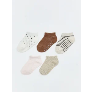 LCW baby Ekru Desenli Kız Bebek Patik Çorap 5li Paket