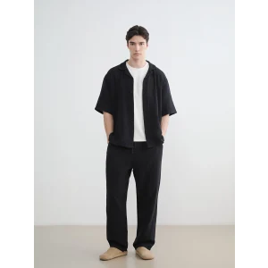 XSIDE Siyah Loose Fit Erkek Müslin Pantolon