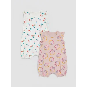 LCW baby Bej Baskılı Kız Bebek Tulum 2li