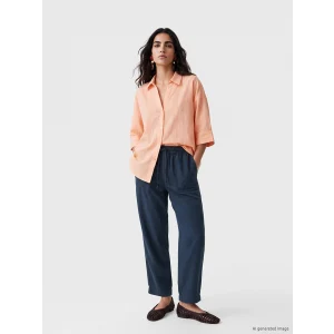 LCW Jeans Lacivert Beli Lastikli Carrot Fit Kadın Jean Pantolon
