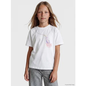 LCW Kids Beyaz Baskılı Kız Çocuk Tişört