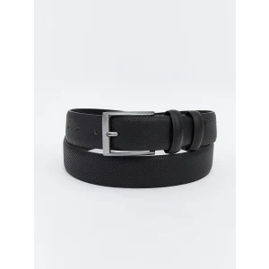 LCW ACCESSORIES Siyah Deri Görünümlü Erkek Kemer