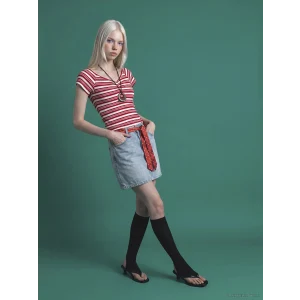 XSIDE Mavi Dar Fit Kuşaklı Mini Jean Etek