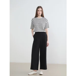 LCW Modest Siyah Beli Lastikli Geniş Paça Kadın Pantolon