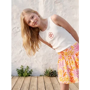 LCW Kids Beyaz Bisiklet Yaka Boncuklu Kız Çocuk Atlet