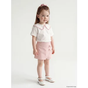 LCW baby Ekru Kız Bebek Tişört ve Şort Takım