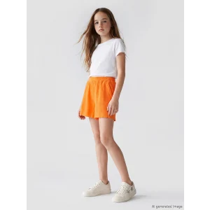 LCW Kids Turuncu Beli Lastikli Dokulu Kız Çocuk Şort