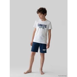 LCW Kids Beyaz Bisiklet Yaka Erkek Çocuk Baskılı Pijama Takımı