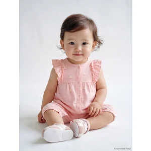 LCW baby Pembe Çiçekli Kız Bebek Tulum