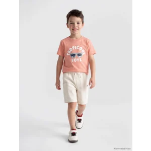 LCW Kids Bej Keten Karışımlı Erkek Çocuk Kargo Şort