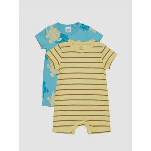 LCW baby Yeşil Bisiklet Yaka Baskılı Erkek Bebek Tulum 2li