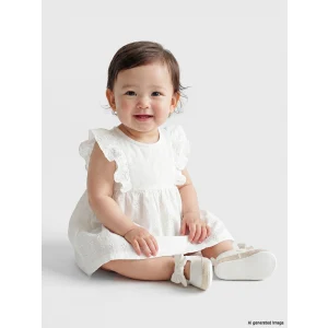 LCW baby Ekru Fırfırlı Kız Bebek Elbise