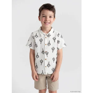 LCW Kids Bej Erkek Çocuk Kısa Kollu Gömlek