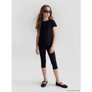LCW Kids Siyah Beli Lastikli Kız Çocuk Tayt