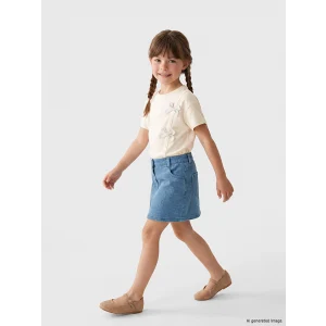 LCW Kids Ekru Fiyonk Detaylı Kız Çocuk Tişört