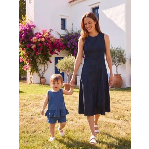 LCW baby Mavi Fırfırlı Kız Bebek Jean Takım