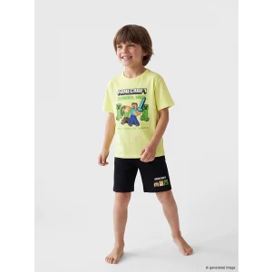 LCW Kids Yeşil Minecraft Baskılı Erkek Çocuk Şortlu Pijama Takımı