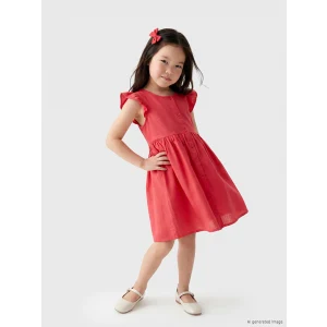 LCW Kids Kırmızı Fırfırlı Kız Çocuk Elbise