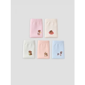 LCW Kids Mavi Baskılı Kız Çocuk Boxer 5li