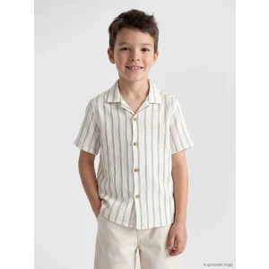 LCW Kids Haki Çizgili Erkek Çocuk Gömlek