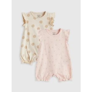 LCW baby Bej Baskılı Kız Bebek Tulum 2li