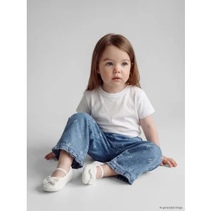 LCW baby Mavi Kız Bebek Denim Bol Paça Pantolon
