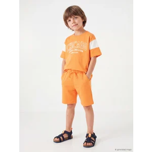 LCW Kids Turuncu Chicago Baskılı Erkek Çocuk Takım