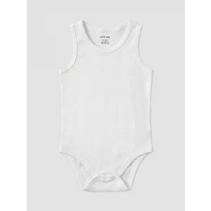 LCW baby Beyaz Bisiklet Yaka Erkek Bebek Çıtçıtlı Body