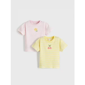 LCW Kids Sarı Nakışlı Kız Çocuk Tişört 2li