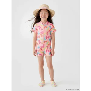 LCW Kids Pembe Kelebek Baskılı Kız Çocuk Mayo