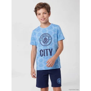 LCW Kids Mavi Manchester City Erkek Çocuk Şortlu Pijama Takımı