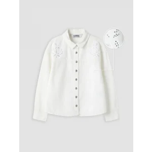 LCW Kids Beyaz Taşlı Kız Çocuk Jean Ceket