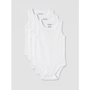 LCW baby Beyaz Bisiklet Yaka Erkek Bebek Çıtçıtlı Body 3lü