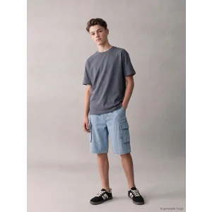 LCW Kids İndigo Beli Lastikli Erkek Çocuk Kargo Jean Şort