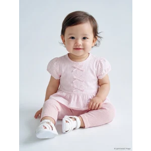 LCW baby Pembe Çizgili Kız Bebek Takım
