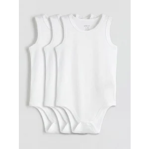 LCW baby Beyaz Bisiklet Yaka Erkek Bebek Çıtçıtlı Body 3lü