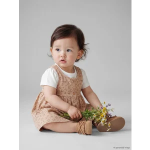 LCW baby Bej Kalp Desenli Kız Bebek Elbise ve Tişört