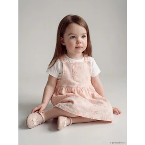 LCW baby Pembe Çiçek Desenli Kız Bebek Gabardin Elbise
