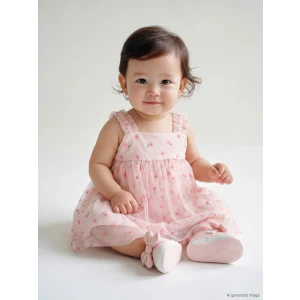 LCW baby Pembe Çiçek Desenli Kız Bebek Elbise