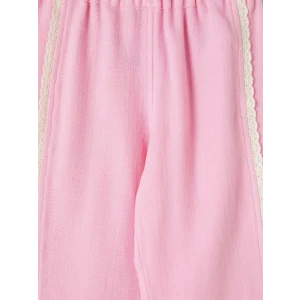 LCW Kids Pembe Regular Fit Kız Çocuk Dantel Detaylı Pantolon