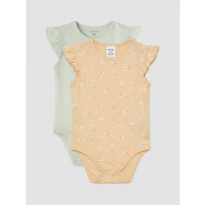 LCW baby Sarı Fırfırlı Kız Bebek Çıtçıtlı Body 2li