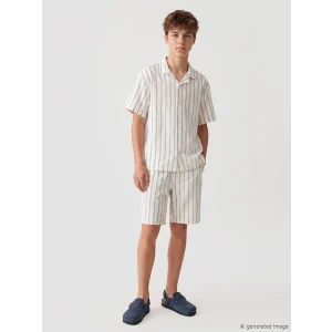 LCW Kids Mavi Beli Lastikli Erkek Çocuk Bermuda Şort