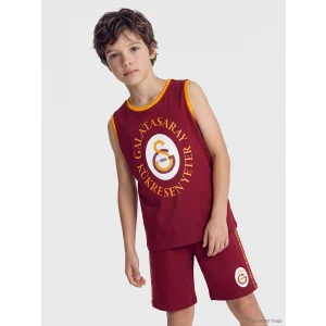 LCW Kids Kırmızı Galatasaray Baskılı Erkek Çocuk Şortlu Pijama Takımı