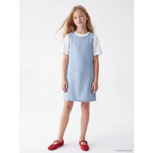 LCW Kids Mavi Taşlı Kız Çocuk Jean Elbise
